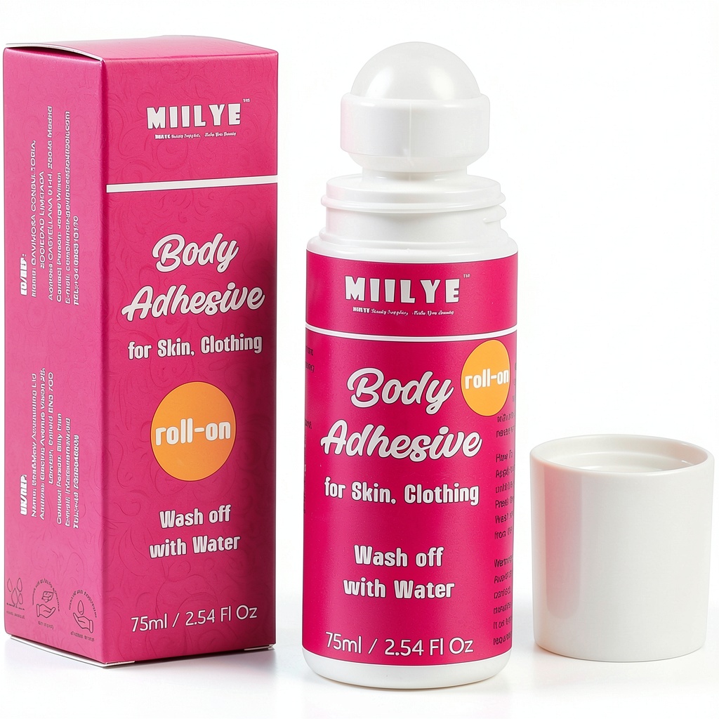 Applying MIILYE body adhesive roll‑on to a dancer's skin