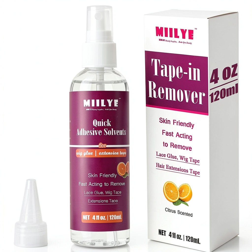 Applying MIILYE tape extension remover to a lace front wig